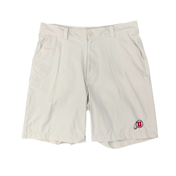 Under Armour Shorts Mens 36 Bone White Nylon Stretch Utah Utes Performance Chino - Picture 1 of 12